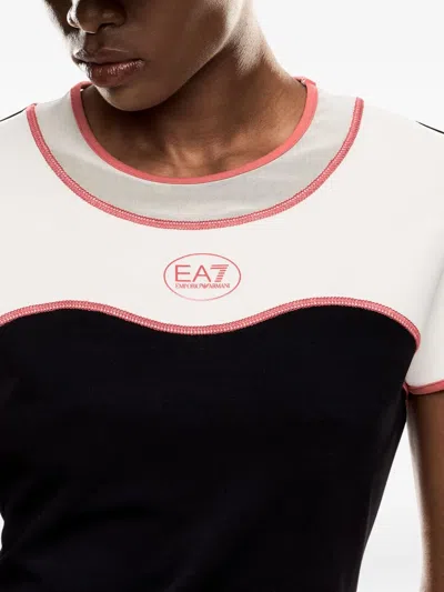 Ea7 Colour-block Panelled T-shirt In Black