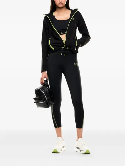 Ea7 Hooded Zip-front Jacket In Black