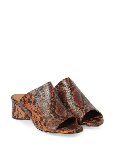 Vic Matie Python-print Leather Sandals In Brown