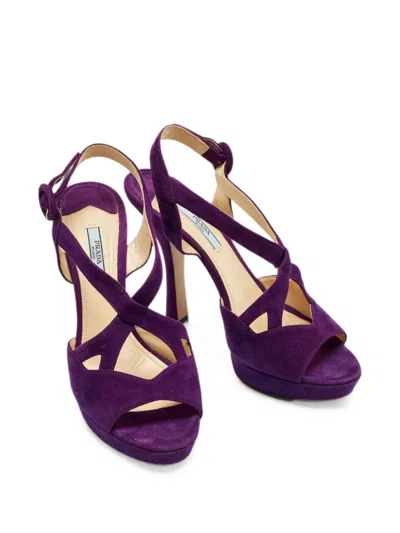 Pre-owned Prada Ankle-strap Platform Sandals In Purple