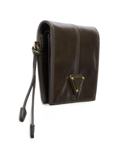 Prada Small Leather Wallet In Green