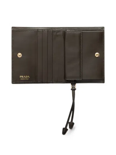 Prada Small Leather Wallet In Green