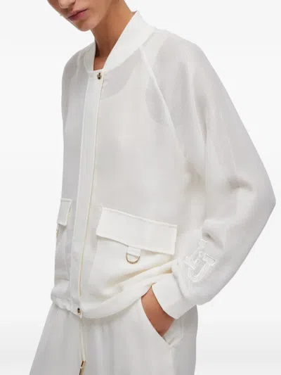 Liu •jo Mesh Bomber Jacket In White
