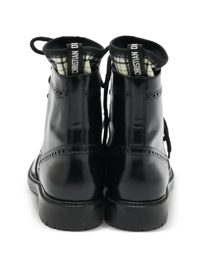 Pre-owned Dior D-order Brogue Combat Boots In Black