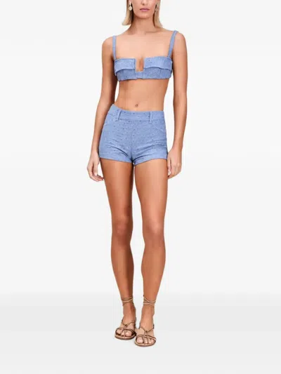 Devon Windsor Chriselle Square-neck Bikini Top In Blue