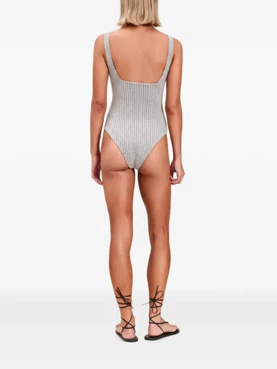 Devon Windsor Layla Button-detail Swimsuit In White