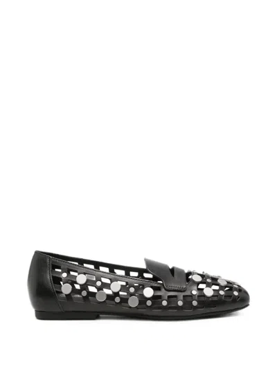 Ash Mini Leather Flat Shoes For Women In Black
