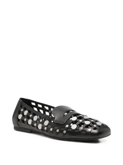 Ash Mini Leather Flat Shoes For Women In Black