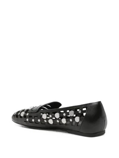 Ash Mini Leather Flat Shoes For Women In Black