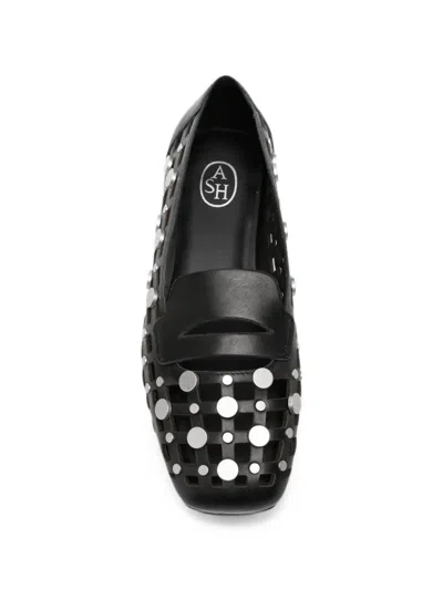 Ash Mini Leather Flat Shoes For Women In Black