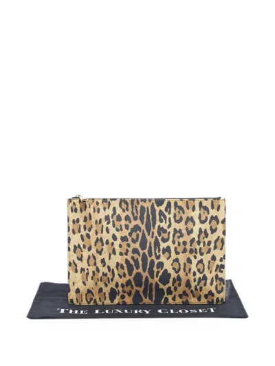 Pre-owned Givenchy Leopard-print Pouch In Neutral