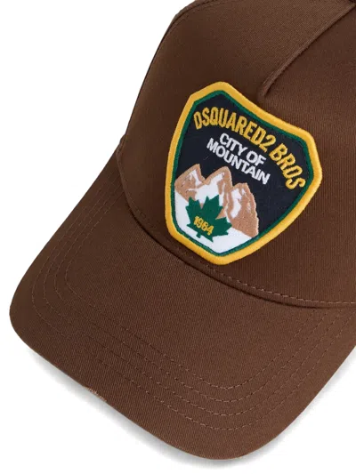 Dsquared2 Logo Patch Baseball Cap In Brown