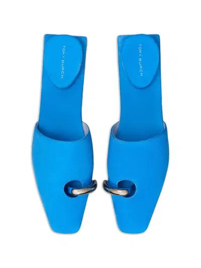 Tory Burch Pierced Mules In Blue