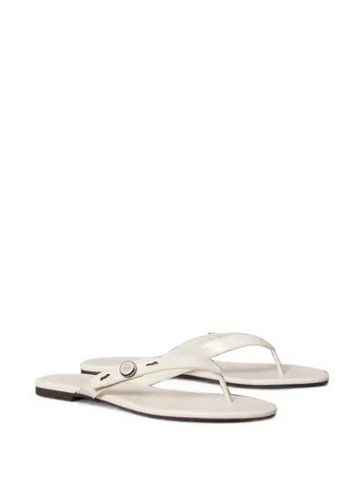 Tory Burch Romy Leather Thong Sandal In White