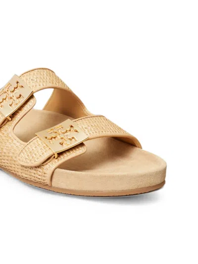 Tory Burch Mellow Logo-embellished Raffia And Leather Sandals In Neutral
