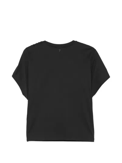 Dondup Drawstring-sleeve T-shirt In Black