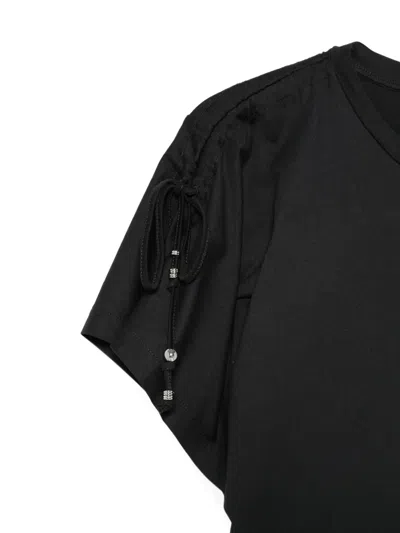 Dondup Drawstring-sleeve T-shirt In Black