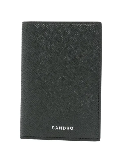 Sandro Reconstituted Leather Leather Wallet In Black