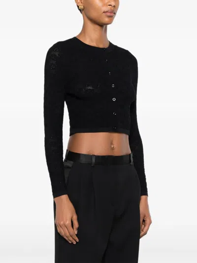 Sandro Button Cropped Cardigan In Black