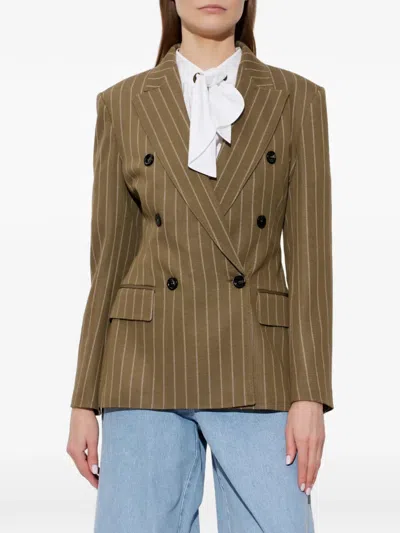 Max Mara Pinstripe Double-breasted Jacket In Brown