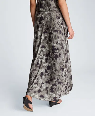 Kenneth Cole Bias Cut Printed Maxi Skirt In Gray