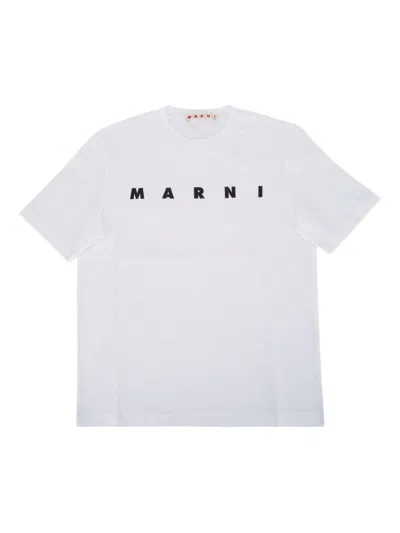 Marni Kids Logo-printed Crewneck T-shirt In White