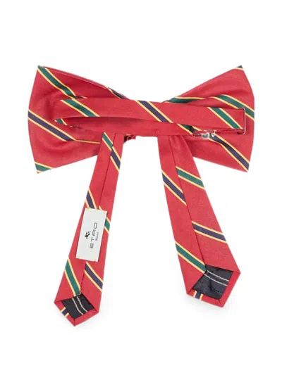 Etro Diagonal-stripe Bow Tie In Red