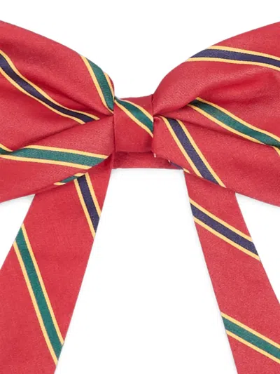 Etro Diagonal-stripe Bow Tie In Red