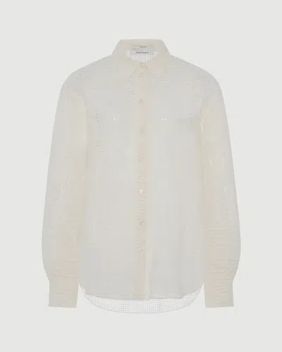 Another Tomorrow Gingham Blouse In White