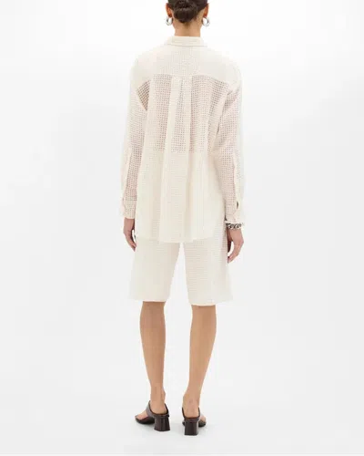 Another Tomorrow Gingham Blouse In White