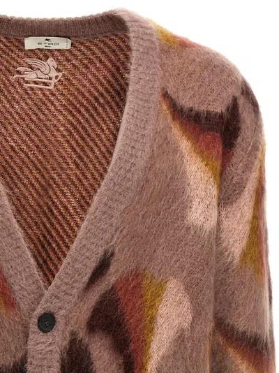 Etro Multicolor Patterned Cardigan In Brown