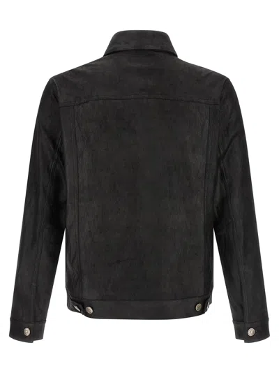 Giorgio Brato Black Solid Shirt Collar Jacket In Black