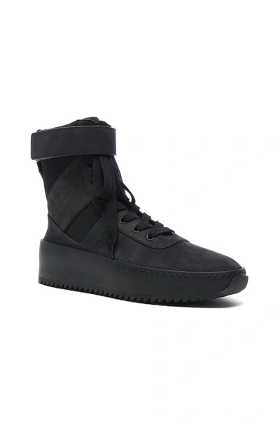 Shop Fear Of God Nubuck Leather Military Sneakers In Black