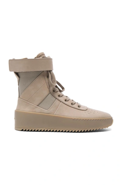 Shop Fear Of God Nubuck Leather Military Sneakers In Desert Beige