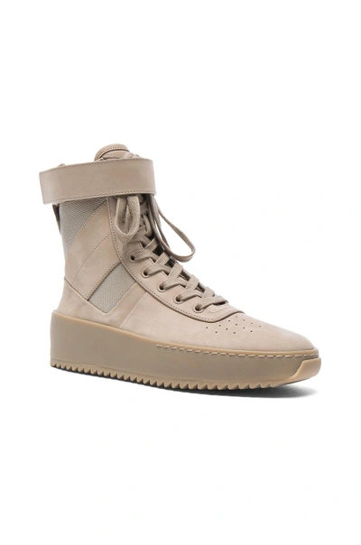 Shop Fear Of God Nubuck Leather Military Sneakers In Desert Beige
