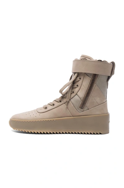 Shop Fear Of God Nubuck Leather Military Sneakers In Desert Beige