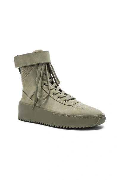 Shop Fear Of God Nubuck Leather Military Sneakers In Green
