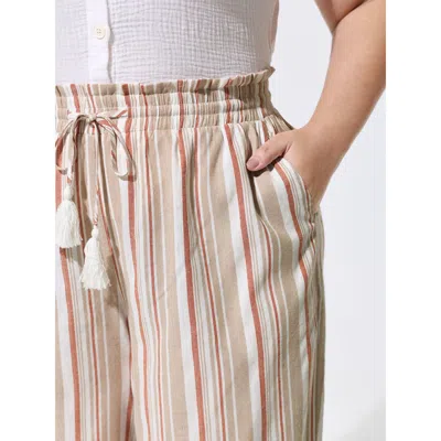Bloomchic Striped Print Pockets Drawstring Pants In Black