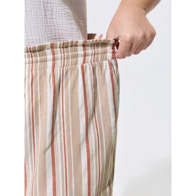 Bloomchic Striped Print Pockets Drawstring Pants In Black