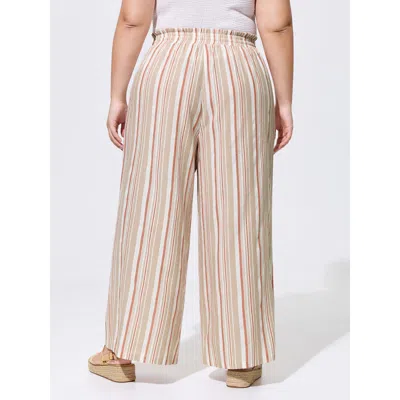 Bloomchic Striped Print Pockets Drawstring Pants In Black