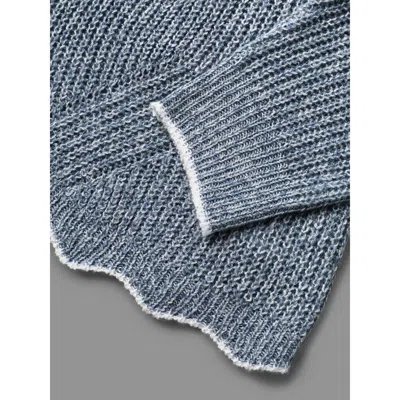 Bloomchic Plain Textured Contrast Trim Cable Knit Pullover In Blue