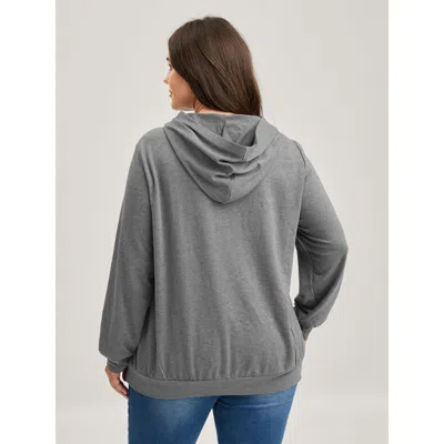 Bloomchic Celestial Print Solid Hoodie In Gray