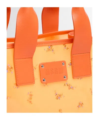 Msgm Small Tote Bag In Orange