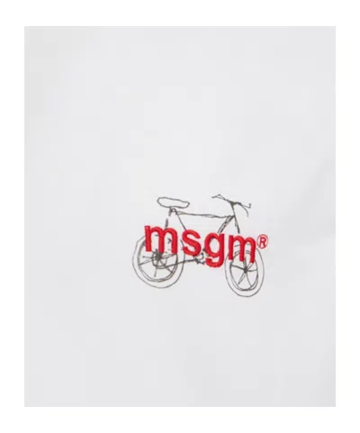 Msgm Logo-embroidered T-shirt In White