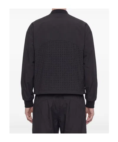 Herno Perforated-panel Bomber Jacket In Black