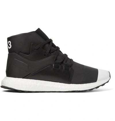 Shop Y-3 Kozoko Leather And Neoprene High-top Sneakers