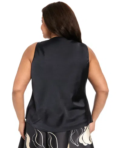Muse Plus Size Draped Front Asymmetrical Tank Top In Black