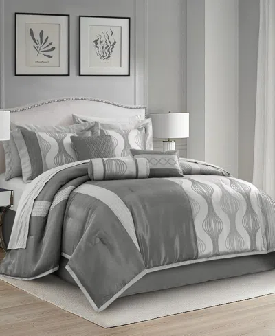 Stratford Park Kath Geometric 15-pc. Comforter Set, Queen In Gray