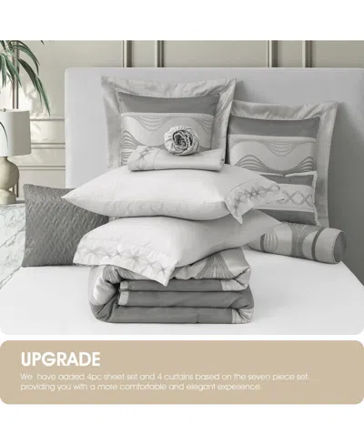 Stratford Park Kath Geometric 15-pc. Comforter Set, Queen In Gray