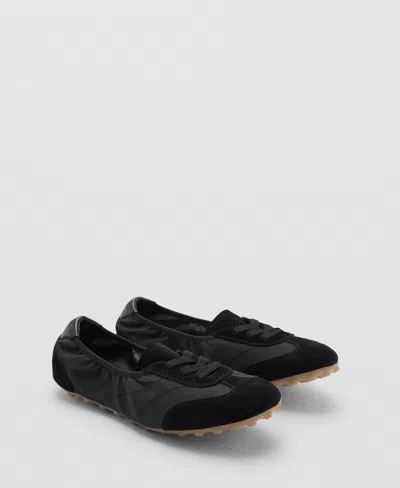 Mango Mixed Suede Trainers In Black